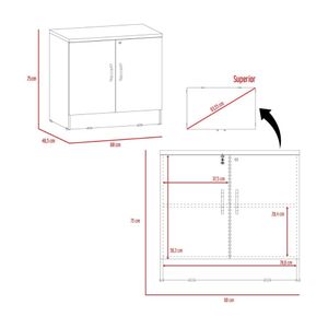 Archivador 2 Puertas Home Office Negro Coñac Tuhome