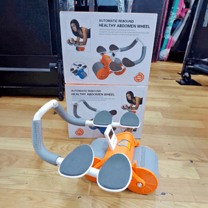 Rueda Abdominal Doble con Rebote Automático, Soporte y Temporizador Gratis Color Anaranjado