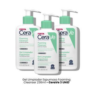 Cerave Gel Limpiador Espumoso Foaming Cleanser 236ml 3 Unidades