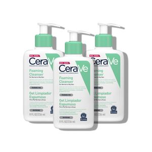 Cerave Gel Limpiador Espumoso Foaming Cleanser 236ml 3 Unidades