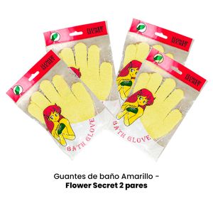 Guantes de baño Amarillo Flower Secret 2 Pares