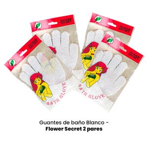 Guantes de baño Blanco Flower Secret 2 Pares