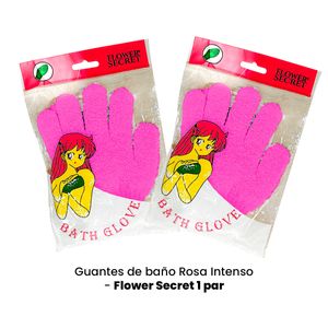 Guantes de baño Rosa Intenso Flower Secret 1 Par