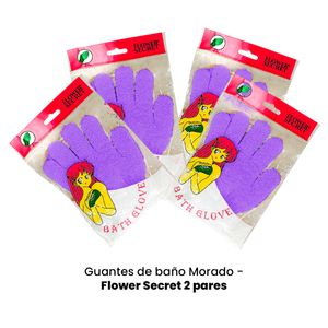 Guantes de baño Morado Flower Secret 2 Pares