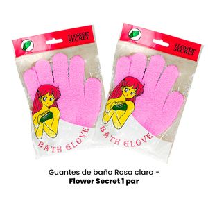 Guantes de baño Rosa Claro Flower Secret 1 Par