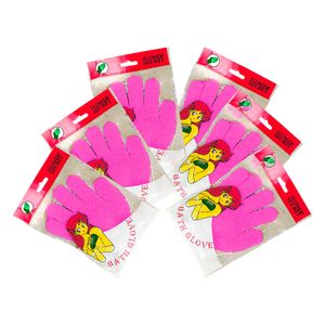 Guantes de baño Rosa Intenso Flower Secret 3 Pares