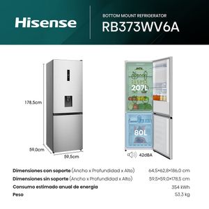 Refrigeradora Hisense Bottom Mount 287L RB373WV6A  Gris