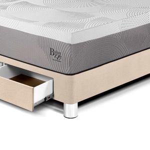 Dormitorio Balanzze con Cajones 2 Plazas Cabecera Block + 2 Veladores Han Champagne