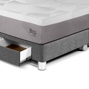 Dormitorio Balanzze con Cajones Queen Cabecera Block + 2 Veladores Han Gris