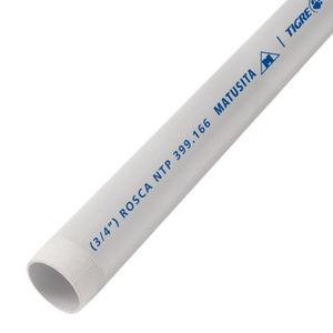 Tubo 3/4" 5m Agua Fría con rosca Matusita Tigre