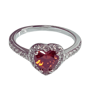 Anillo de Plata Bañado en Oro Blanco Modelo 614 Rubí Talla 6