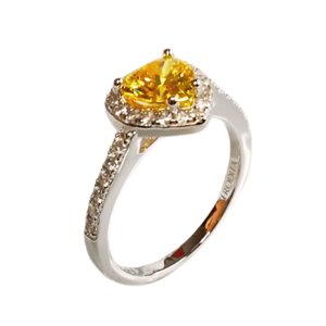 Anillo de Plata Bañado en Oro Blanco Modelo 614 Ámbar Talla 8