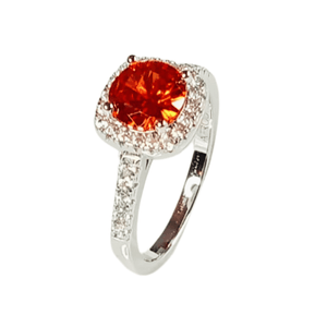 Anillo de Plata Bañado en Oro Blanco Modelo Sophia Rojo Talla 6