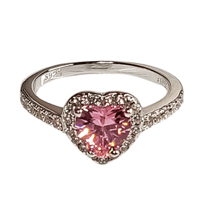 Anillo de Plata Bañado en Oro Blanco Modelo 614 Rosa Talla 8