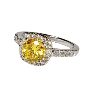 Anillo de Plata Bañado en Oro Blanco Modelo Sophia Ámbar Talla 9