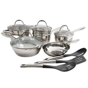 Juego de Ollas OSTER RIDGEWELL 109543.13 y utensilios Ridgewell 13 piezas Acero Inoxidable Plata