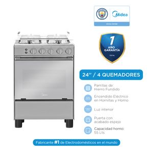 Cocina a Gas MIDEA 4 Quemadores MGS24FS2LAAMB-PE Silver