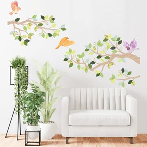 Vinilo Decorativo Stickart Árbol Ramas Marrón y Verde Pequeño Sticker Pegatina