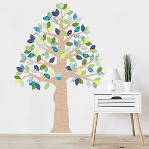 Vinilo Decorativo Stickart Árbol Cedro Marrón y Azul Pequeño Sticker Pegatina
