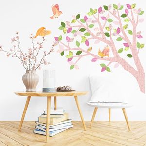 Vinilo Decorativo Stickart Árbol Roble Rosa y Rosa Pequeño Sticker Pegatina