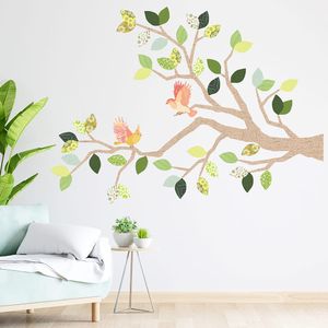 Vinilo Decorativo Stickart Árbol Primav Marrón y Verde Pequeño Sticker Pegatina