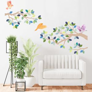 Vinilo Decorativo Stickart Árbol Ramas Marrón y Azul Mediano Sticker Pegatina