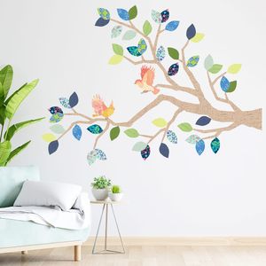 Vinilo Decorativo Stickart Árbol Primav Marrón y Azul Pequeño Sticker Pegatina