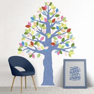 Vinilo Decorativo Stickart Árbol Cedro Azul y Multicolor Mediano Sticker Pegatina
