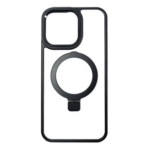 Case para iPhone 15 Pro, con Magsafe para carga inalámbrica con soporte, transparente borde negro