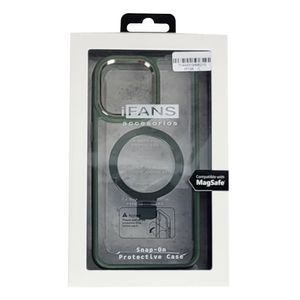 Case para iPhone 15 Pro, con Magsafe para carga inalámbrica con soporte, transparente borde verde