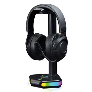 Soporte para audífono gamer Teraware Hercules HZ-15 iluminación RGB, puerto USB Tipo-c (in) y Puertos USB para conexión