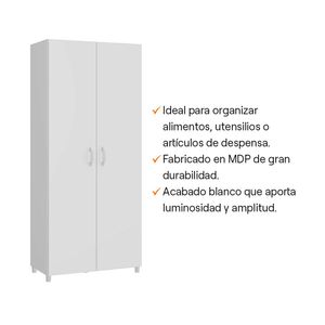 COMBO Mueble de Cocina Dalia Orange: Mueble despensero MDP 80x182cm Blanco + Mueble multiuso para microondas MDP 1 Puerta Blanco