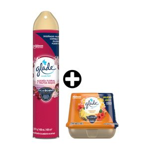 COMBO Limpieza Glade: Cubo Hawaiian Breeze 180gr + Ambientador Aerosol Alegria Floral 400ml