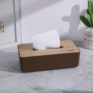 Porta Tissues Orange Marrón con tapa Bambú 24cm Trendy