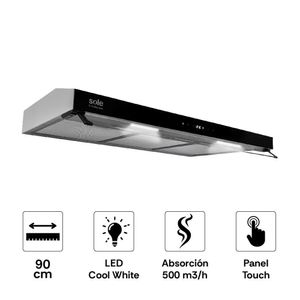 Campana Extractora Decorativa Sole Slim S-Collection a Pared 500m3/h 90cm Plata