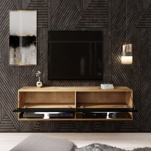 Mesa de TV Flotante TU MESITA  Raquel color Marrón/Negro 2 puertas