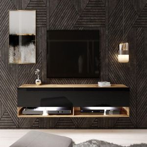 Mesa de TV Flotante TU MESITA  Raquel color Marrón/Negro 2 puertas
