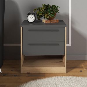 Velador Mesa de Noche Axe color Duna/Negro 2 cajones TU MESITA