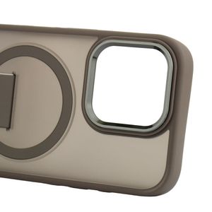 Case para iPhone 16 Pro, con Magsafe para carga inalámbrica con soporte, rígido, mate traslúcido gris