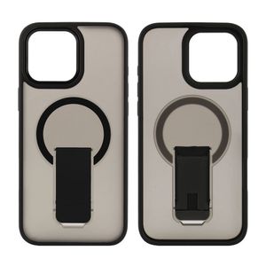 Case para iPhone 16 Pro Max, con Magsafe para carga inalámbrica con soporte, rígido, mate traslúcido negro