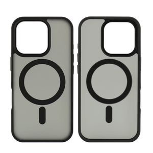 Case para iPhone 16 Pro Max, con MagSafe para carga inalámbrica, para accesorios magnéticos, rígido, mate traslúcido negro