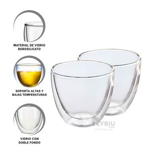 Vaso Doble de Jugos de 460 ML Transparente Y+Papel de Regalo