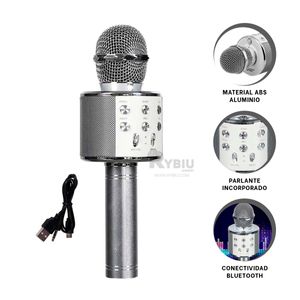 Microfono Moderno y Compacto en Color Plomo Y+Stickers
