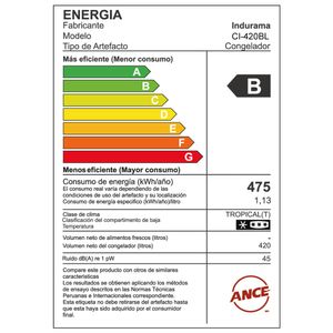 Congeladora INDURAMA 420L CI-420BL Blanco