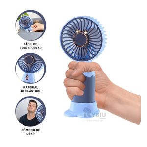 Ventilador Recargable en Color Azul Y+Stickers