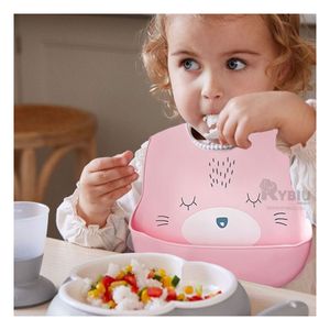 Babero de Silicona con Estampado en Color Rosado