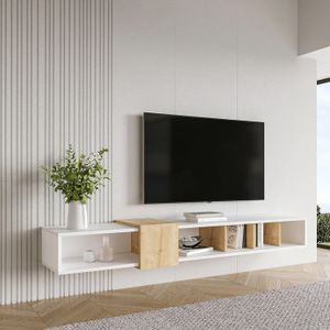 Mesa de TV Flotante 70” Paulette Ventitas Home Color Blanco y Duna
