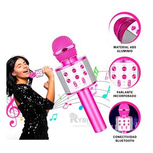 Microfono Moderno y Compacto en Color Fucsia Y+Stickers