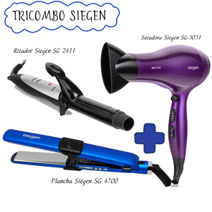 Tricombo Siegen Secadora SG-3031+Alisadora Siegen SG-4700+Rizadora Siegen SG-2411