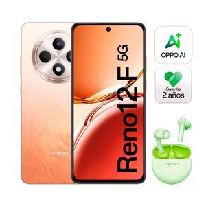 Celular Oppo Reno 12F 5G 6.67" 12GB RAM 256GB Naranja + Encobuds Verde